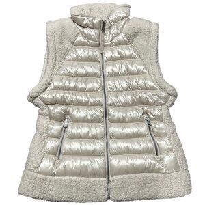 DKNY Sport Women's Sherpa-Trim Zip-Front Puffer Vest water resistant Large